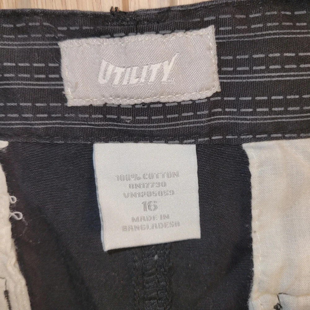 Utility Womens Pinstripe Wide Leg Pants Black Skull O-Ring Mall Goth Size 16